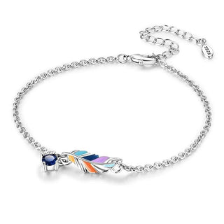 Bracelet en plumes colorées