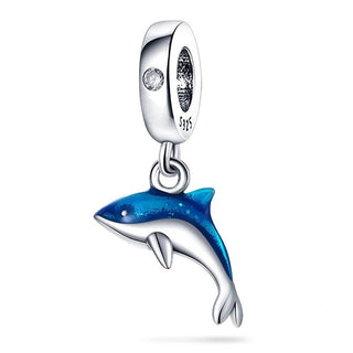 Breloque dauphin bleu scintillant